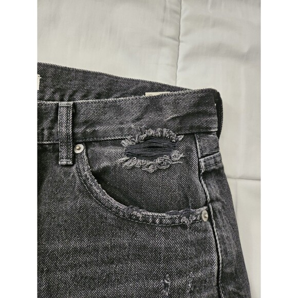 Moussy Vintage Mini Skirt Womens 29 Black Distressed Button Fly Denim Boho Beach - Picture 5 of 9
